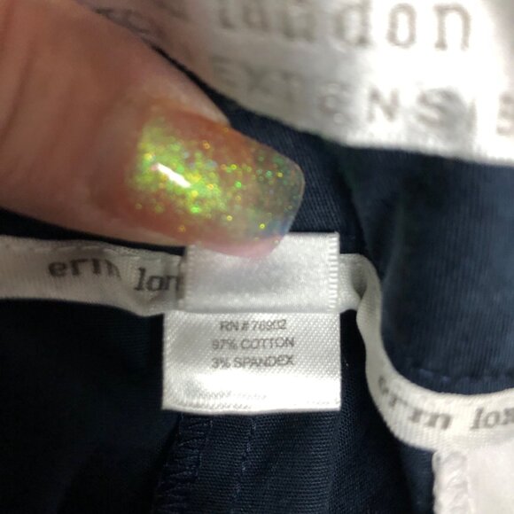 Erin London Crop Pants Womens Size 8 Navy Blue Cotton Blend Stretch Capri - Picture 5 of 7